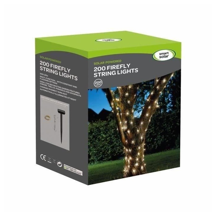 Guirlande solaire extérieure LUCIOLE 200 leds blanc chaud - SMART GARDEN - 21.9m Guirlande solaire extérieure LUCIOLE 200 leds blanc chaud - SMART GARDEN - 21.9m