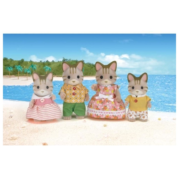 SYLVANIAN FAMILIES - 5180 - Famille Chat Tigre - Les Familles - Articulée et Habillée - A partir de 3 ans