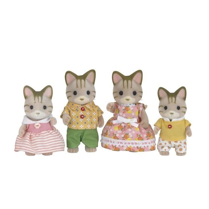 SYLVANIAN FAMILIES - 5180 - Famille Chat Tigre - Les Familles - Articulée et Habillée - A partir de 3 ans