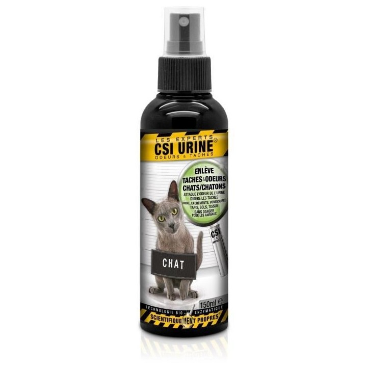 Spray - CSI URINE - Chat/Chaton 150ML - Élimine odeurs, contrôle des odeurs, micro-organismes & enzymes naturels Spray - CSI URINE - Chat/Chaton 150ML - Élimine odeurs, contrôle des odeurs, micro-organismes & enzymes naturels