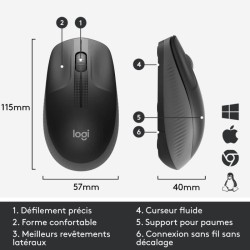 Souris - Sans fil - Logitech - M190 - Noir