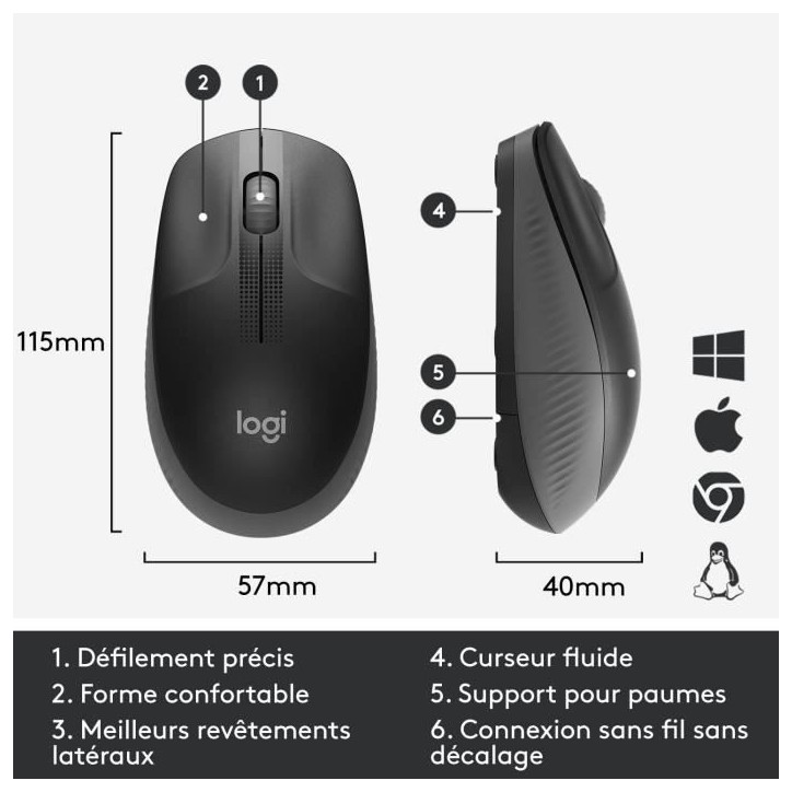 Souris - Sans fil - Logitech - M190 - Noir Souris - Sans fil - Logitech - M190 - Noir