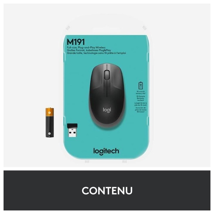 Souris - Sans fil - Logitech - M190 - Noir Souris - Sans fil - Logitech - M190 - Noir