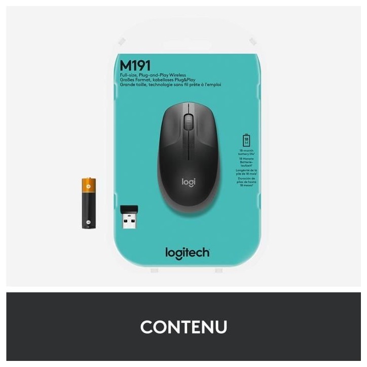 Souris - Sans fil - Logitech - M190 - Gris Souris - Sans fil - Logitech - M190 - Gris
