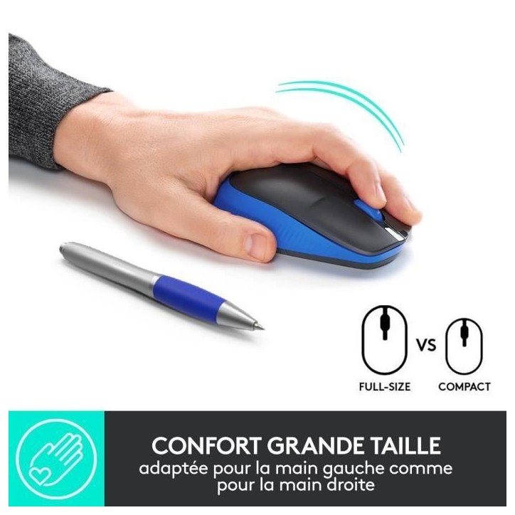 Souris - Sans fil - Logitech - M190 - Bleu