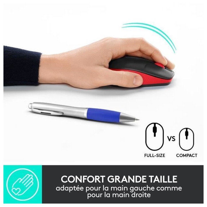 Souris - Sans fil - Logitech - M190 - Rouge