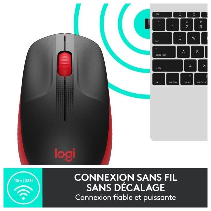 Souris - Sans fil - Logitech - M190 - Rouge