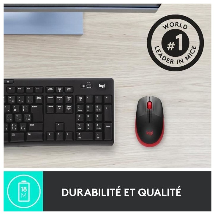 Souris - Sans fil - Logitech - M190 - Rouge