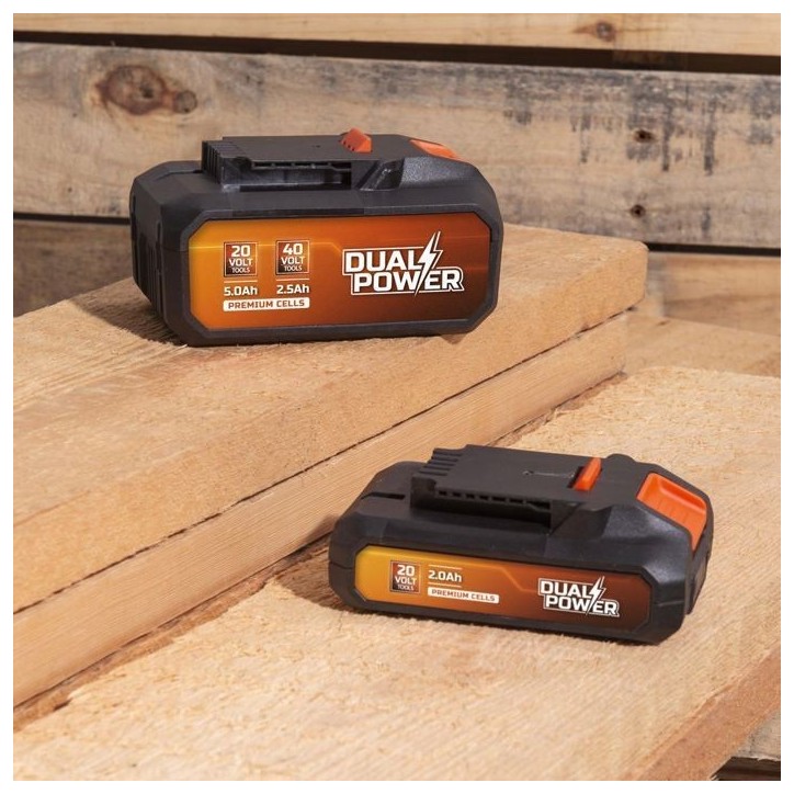 Batterie Dual Power POWDP9037 - pour Outils de Bricolage sans Fil de 20 V et 40 V - LED d'Indication de Puissance - Plateforme