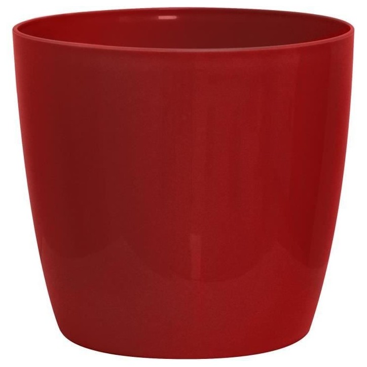 Cache-pot brillant - GARDEN ID - Shiny Rouge avec roulettes - 35 x 32 cm - Aspect céramique - Étanche - Déplacement aisé