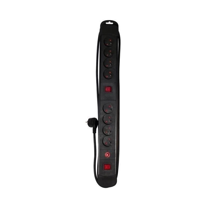 CHACON Bloc mulitprises 8 prises 16A avec 2 interrupteurs noir CHACON Bloc mulitprises 8 prises 16A avec 2 interrupteurs noir