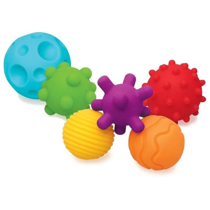 6 balles sensorielles - INFANTINO - Jouet pour bébé - Couleur bleu - Plastique souple