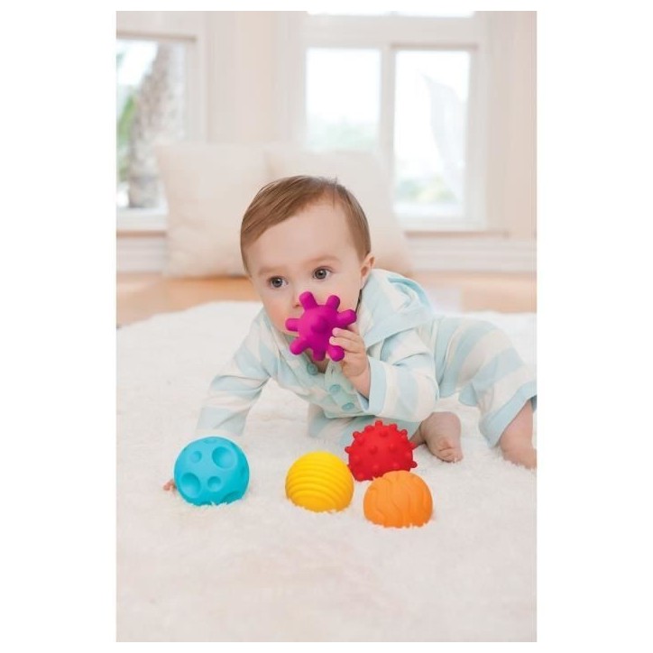 6 balles sensorielles - INFANTINO - Jouet pour bébé - Couleur bleu - Plastique souple