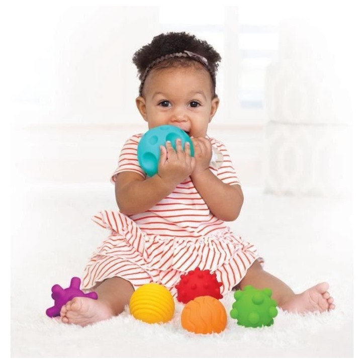 6 balles sensorielles - INFANTINO - Jouet pour bébé - Couleur bleu - Plastique souple