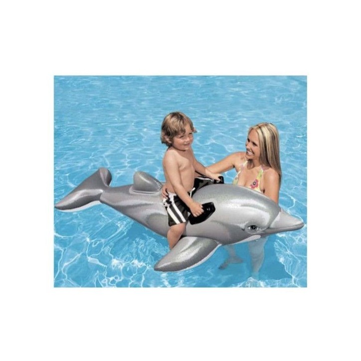 Matelas de plage gonflable dauphin - Mixte - 175 cm - Pour enfant - Gris et noir Matelas de plage gonflable dauphin - Mixte - 175 cm - Pour enfant - Gris et noir