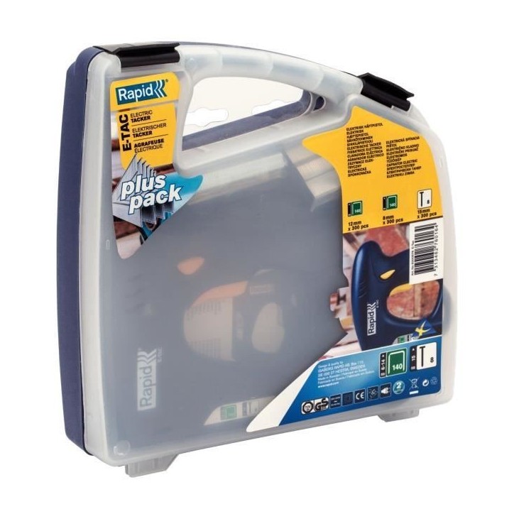 RAPID - E-TAC - Agrafeuse électrique pro, pour agrafes n°140/6-14mm et clous n°8/15mm - Boîte + Agrafeuse + Agrafes /Clous - RAPID - E-TAC - Agrafeuse électrique pro, pour agrafes n°140/6-14mm et clous n°8/15mm - Boîte + Agrafeuse + Agrafes /Clous -