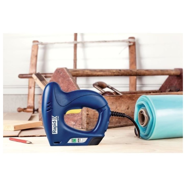 RAPID - E-TAC - Agrafeuse électrique pro, pour agrafes n°140/6-14mm et clous n°8/15mm - Boîte + Agrafeuse + Agrafes /Clous - RAPID - E-TAC - Agrafeuse électrique pro, pour agrafes n°140/6-14mm et clous n°8/15mm - Boîte + Agrafeuse + Agrafes /Clous -