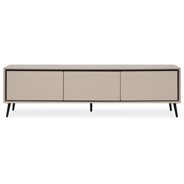Meuble TV Arona - Beige / Noir - 3 abatants - 175 x 50 x 38 cm Meuble TV Arona - Beige / Noir - 3 abatants - 175 x 50 x 38 cm