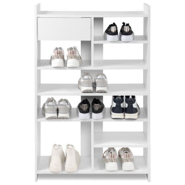 Meuble a chaussures - MÜNSTER - Blanc - 12 paires de chaussures - 71,5 x 25 x 109 cm Meuble a chaussures - MÜNSTER - Blanc - 12 paires de chaussures - 71,5 x 25 x 109 cm