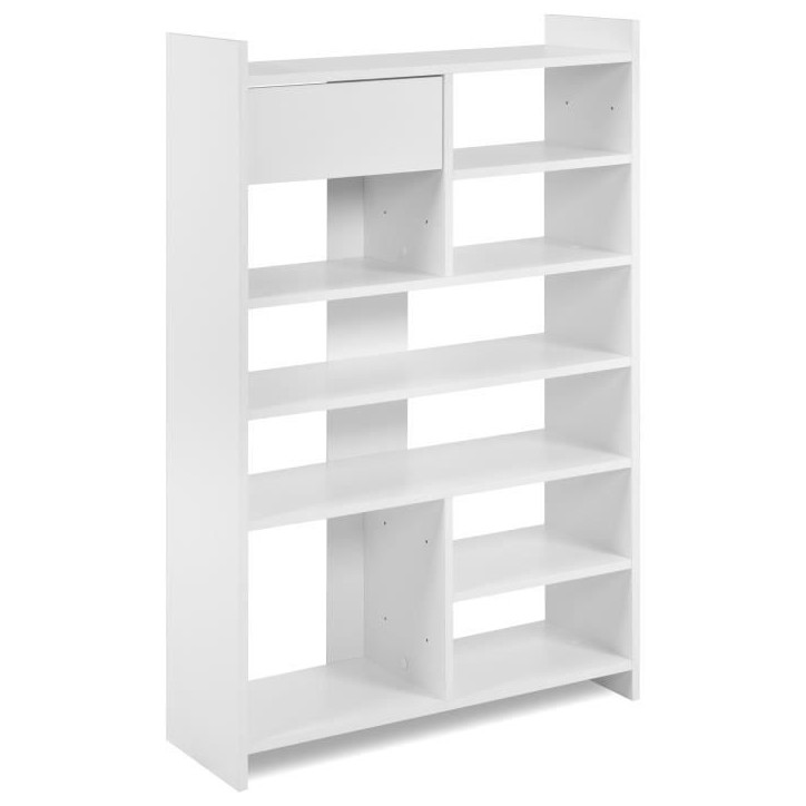 Meuble a chaussures - MÜNSTER - Blanc - 12 paires de chaussures - 71,5 x 25 x 109 cm Meuble a chaussures - MÜNSTER - Blanc - 12 paires de chaussures - 71,5 x 25 x 109 cm