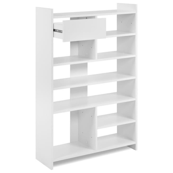 Meuble a chaussures - MÜNSTER - Blanc - 12 paires de chaussures - 71,5 x 25 x 109 cm Meuble a chaussures - MÜNSTER - Blanc - 12 paires de chaussures - 71,5 x 25 x 109 cm
