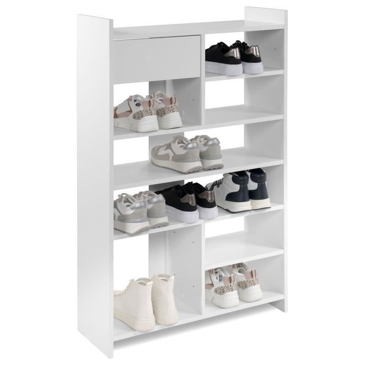 Meuble a chaussures - MÜNSTER - Blanc - 12 paires de chaussures - 71,5 x 25 x 109 cm Meuble a chaussures - MÜNSTER - Blanc - 12 paires de chaussures - 71,5 x 25 x 109 cm