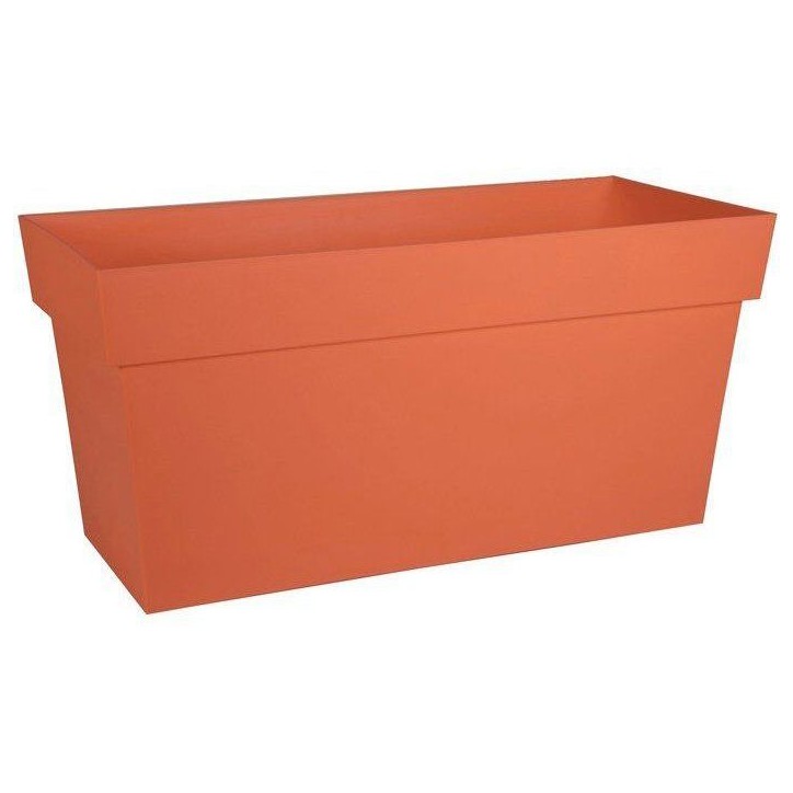 Jardiniere Muret a réserve d'eau avec roulettes - EDA - Toscane - 74 L - 79 x 35 x H.39 cm - Orange Terre Battue