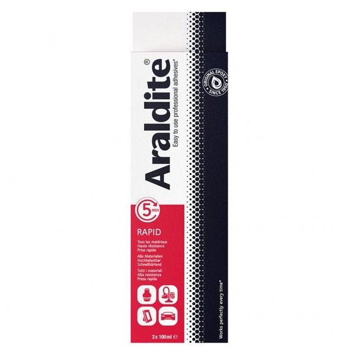 Colle époxy bi-composant - CYANOLIT - Araldite - Raprid rouge - 2 x 100 ml - Prise rapide - Haute résistance - Multi-matériau Colle époxy bi-composant - CYANOLIT - Araldite - Raprid rouge - 2 x 100 ml - Prise rapide - Haute résistance - Multi-matériau