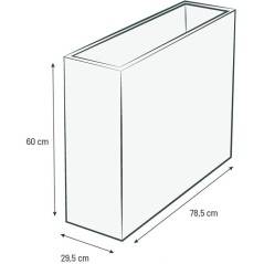 Jardiniere Muret Loft L - EDA - Volcania - 46 L - Intérieur/Extérieur - Décor Pierre - 78,5 x 29,5 x H. 60 cm - Beige Calcair