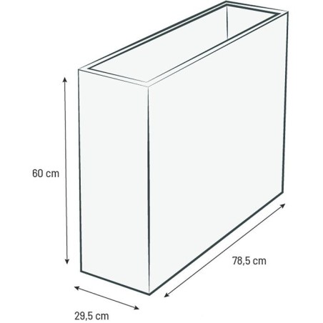 Jardiniere Muret Loft L - EDA - Volcania - 46 L - Intérieur/Extérieur - Décor Pierre - 78,5 x 29,5 x H. 60 cm - Beige Calcair