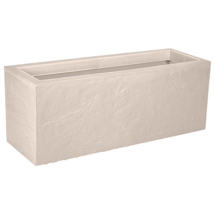 Balconniere - EDA - Volcania Up - 25 L - Intérieur/Extérieur - Décor Pierre - 59 x 19,5 x H. 22,8 cm - Beige Calcaire