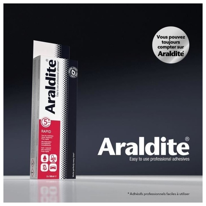 Colle époxy bi-composant - CYANOLIT - Araldite - Raprid rouge - 2 x 100 ml - Prise rapide - Haute résistance - Multi-matériau Colle époxy bi-composant - CYANOLIT - Araldite - Raprid rouge - 2 x 100 ml - Prise rapide - Haute résistance - Multi-matériau