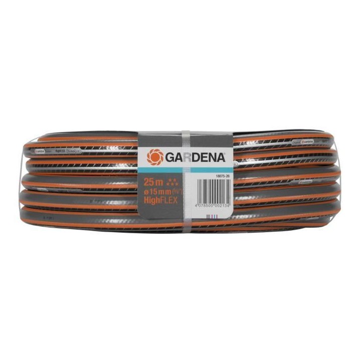 GARDENA Tuyau d'arrosage Comfort HighFlex – Longueur 25m – Ø15mm – Anti noeud et indéformable – Garantie 25 ans (18075