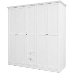 Armoire de chambre - LANDWOOD 19 - Blanc - 5 portes - 187 x 67 x 200 c