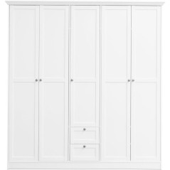 Armoire de chambre - LANDWOOD 19 - Blanc - 5 portes - 187 x 67 x 200 cm