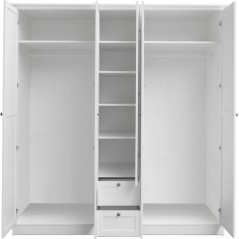 Armoire de chambre - LANDWOOD 19 - Blanc - 5 portes - 187 x 67 x 200 c