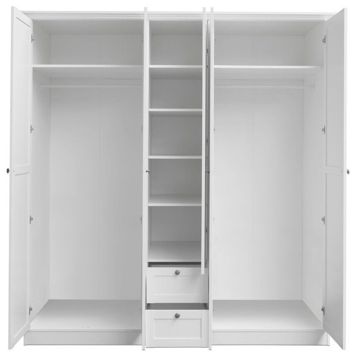 Armoire de chambre - LANDWOOD 19 - Blanc - 5 portes - 187 x 67 x 200 cm