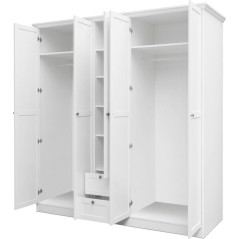 Armoire de chambre - LANDWOOD 19 - Blanc - 5 portes - 187 x 67 x 200 c