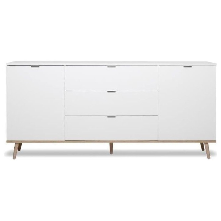 GÖTEBORG Buffet bas - Style scandinave - Décor chene et blanc - L 180 cm GÖTEBORG Buffet bas - Style scandinave - Décor chene et blanc - L 180 cm
