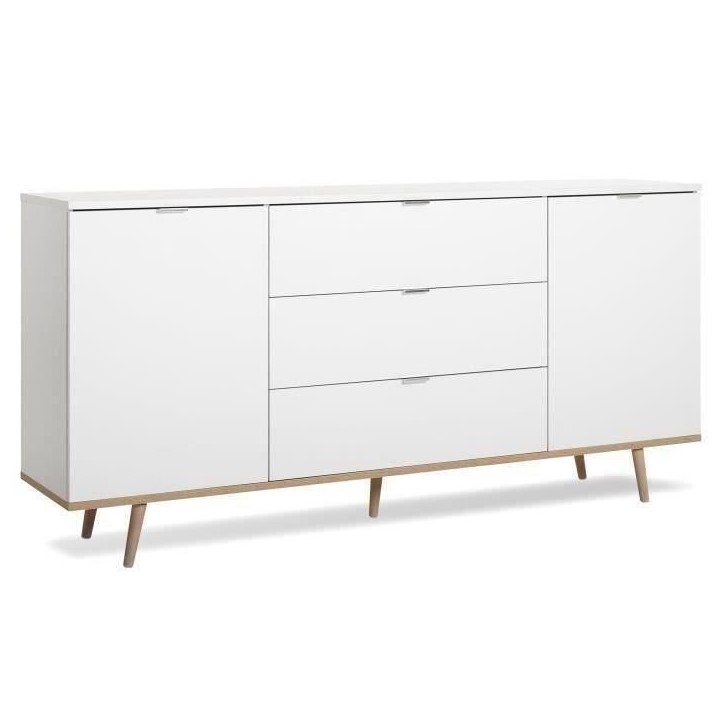 GÖTEBORG Buffet bas - Style scandinave - Décor chene et blanc - L 180 cm GÖTEBORG Buffet bas - Style scandinave - Décor chene et blanc - L 180 cm