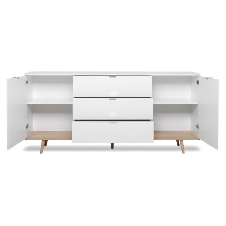 GÖTEBORG Buffet bas - Style scandinave - Décor chene et blanc - L 180 cm GÖTEBORG Buffet bas - Style scandinave - Décor chene et blanc - L 180 cm