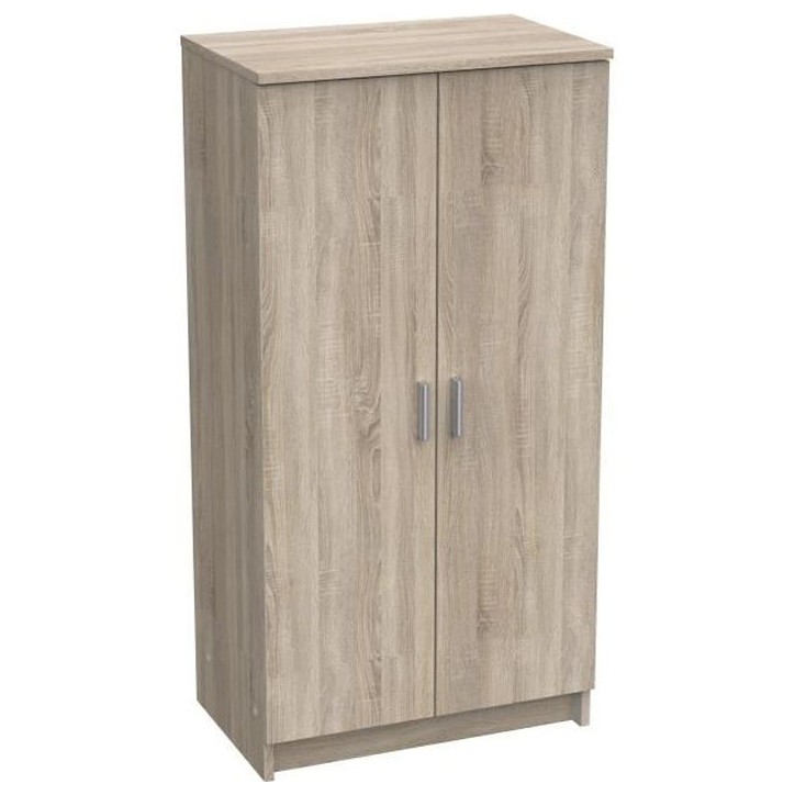 Armoire multi usages - Armoire auxiliaire a 2 portes, Range chaussures - L55xP36xH108cm - Décor chene -DEMEYERE