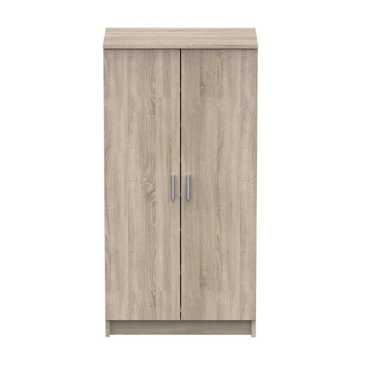 Armoire multi usages - Armoire auxiliaire a 2 portes, Range chaussures - L55xP36xH108cm - Décor chene -DEMEYERE