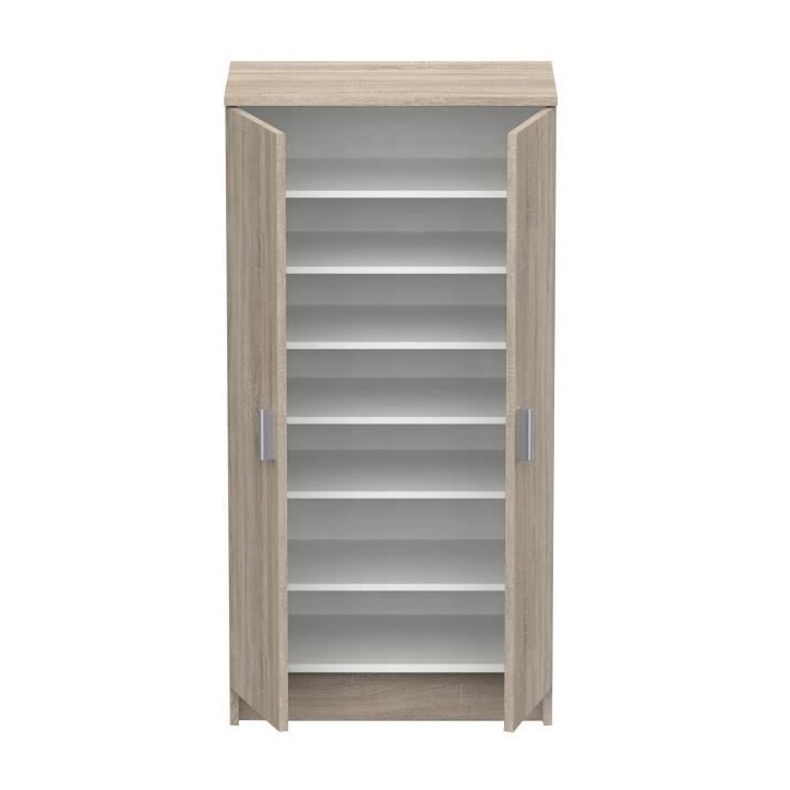 Armoire multi usages - Armoire auxiliaire a 2 portes, Range chaussures - L55xP36xH108cm - Décor chene -DEMEYERE