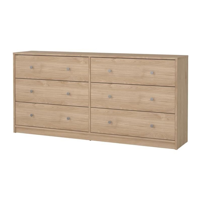 Commode OREGON 6 Tiroirs - Décor chene - L 143 x P 30 x H 68 cm