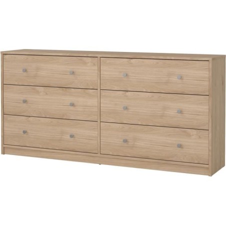 Commode OREGON 6 Tiroirs - Décor chene - L 143 x P 30 x H 68 cm