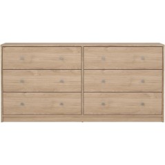 Commode OREGON 6 Tiroirs - Décor chene - L 143 x P 30 x H 68 cm