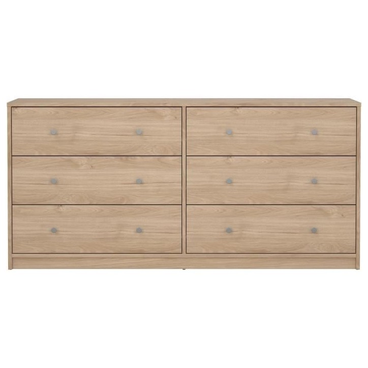 Commode OREGON 6 Tiroirs - Décor chene - L 143 x P 30 x H 68 cm Commode OREGON 6 Tiroirs - Décor chene - L 143 x P 30 x H 68 cm