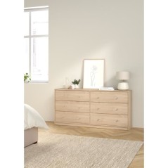 Commode OREGON 6 Tiroirs - Décor chene - L 143 x P 30 x H 68 cm