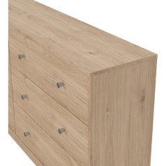 Commode OREGON 6 Tiroirs - Décor chene - L 143 x P 30 x H 68 cm